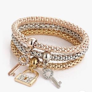 3 PC/SET Key Lock Stretch Bracelets